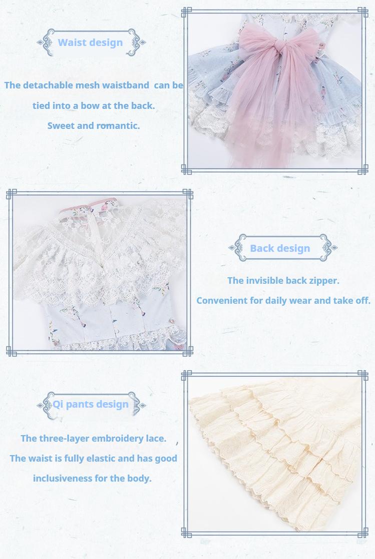 With PUJI~Qi Lolita OP Suit Twins Lolita Chinese Dress Set