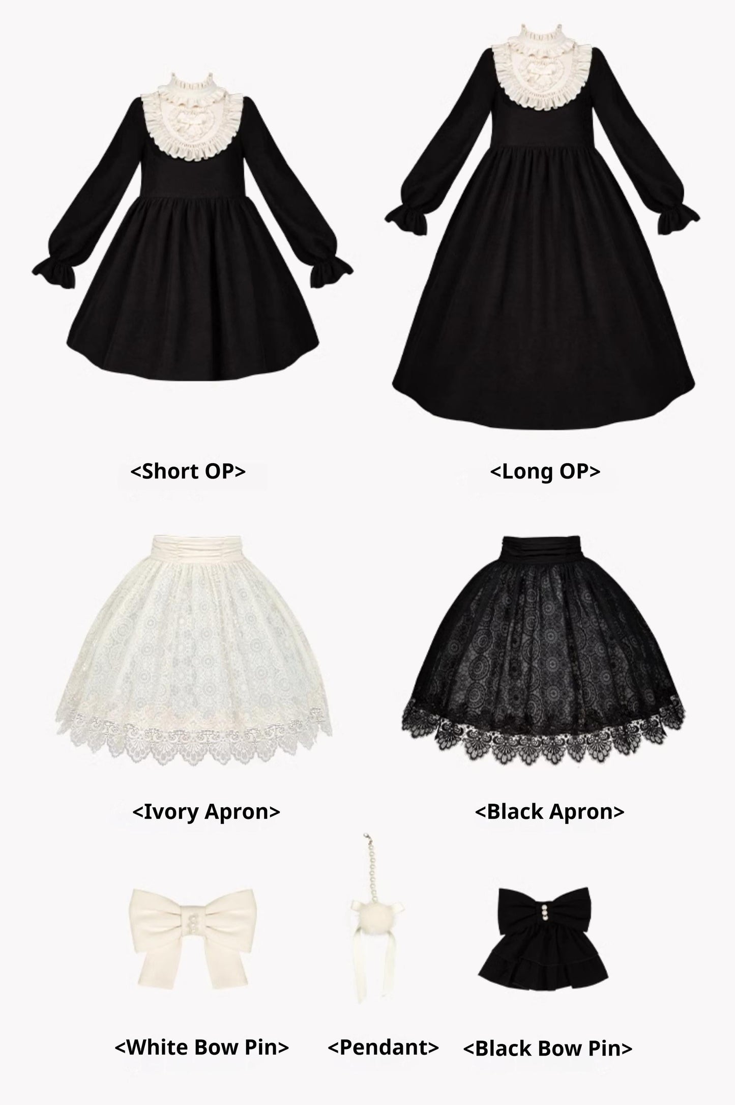 With PUJI~Twilight Choir~Twin Lolita OP Suit Loose Version Dress with Apron