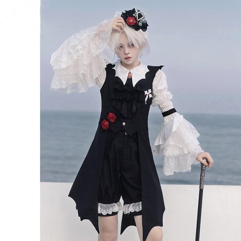 CastleToo~Night Rose~Elegant Ouji Lolita Suits With Lolita JSK And Shorts