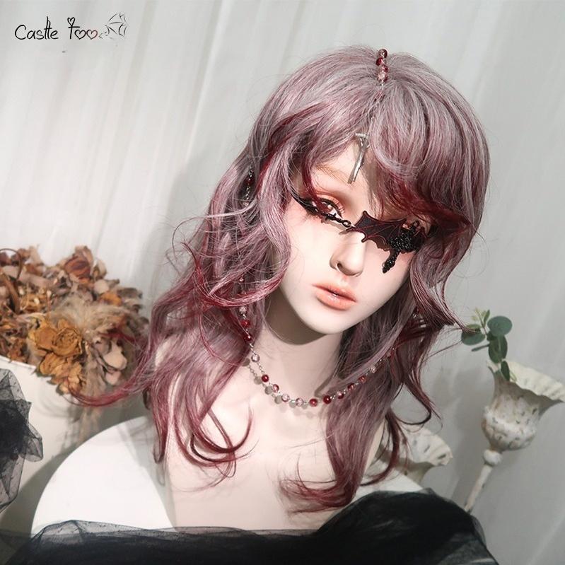 CastleToo~Moonlit Blooms~Gothic Lolita Wig Gradient Wine Red Texturizing Lolita Wig