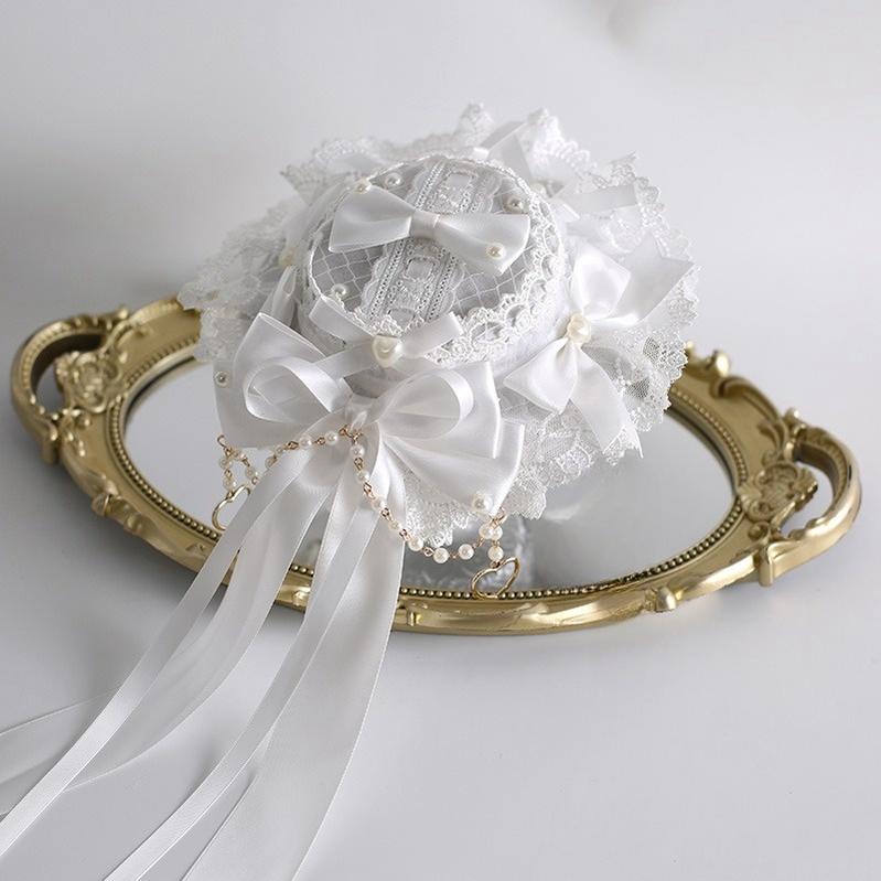Xiaogui~Classic Lolita Lace Headdress Pure White Lolita Head Accessory