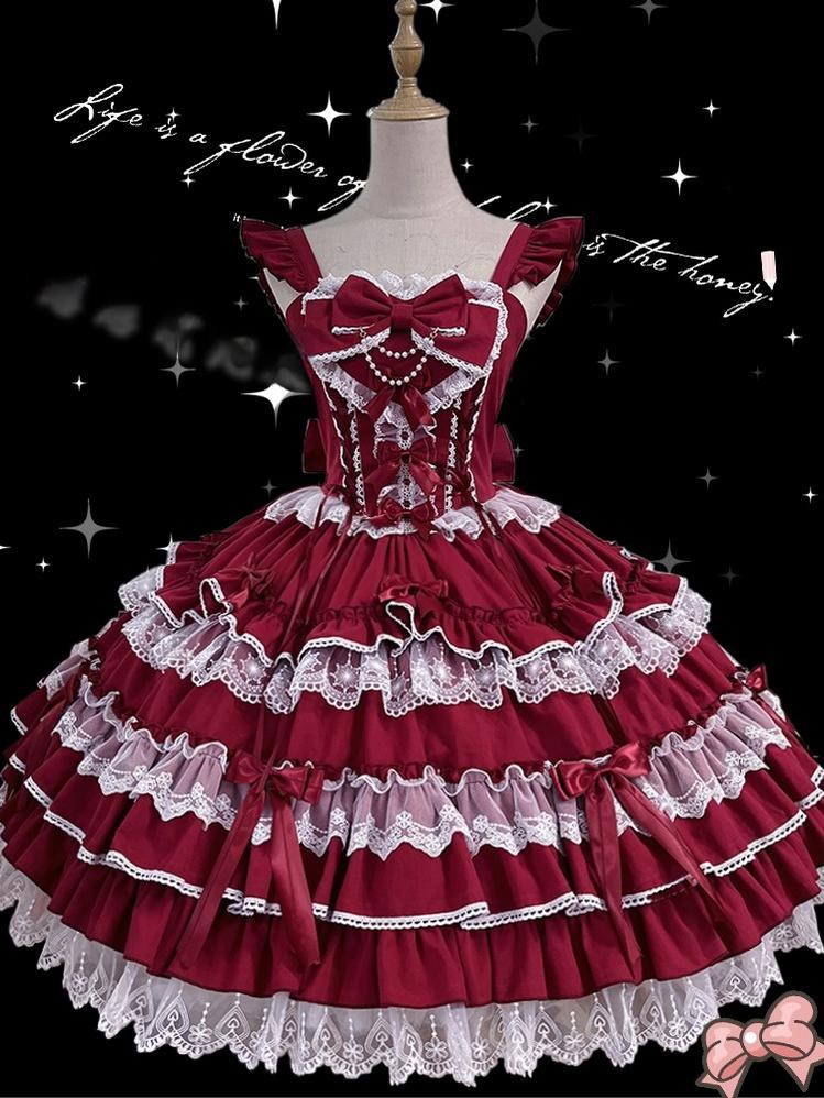 ZhiJinYuan~Love Notebook~Old School Lolita JSK Vintage Doll Tiered Dress