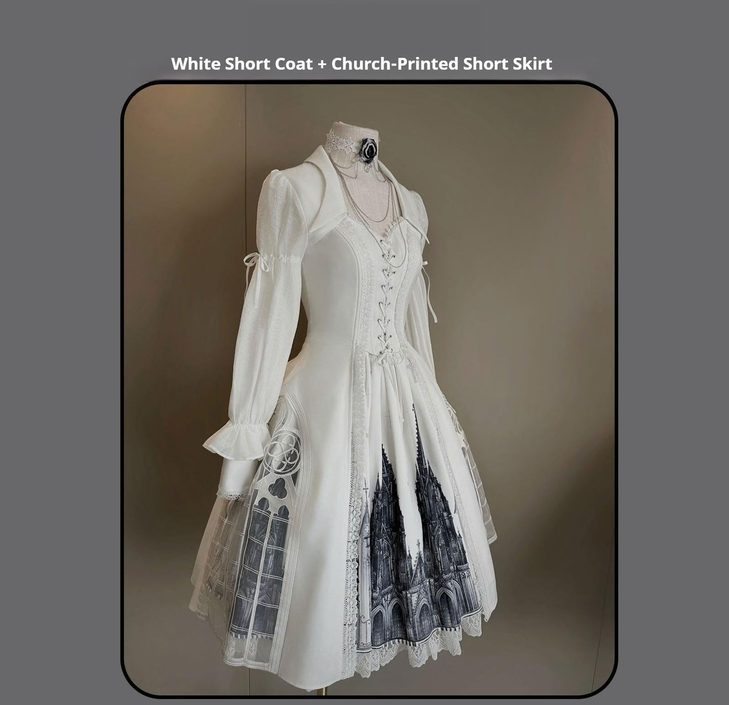 Susin Lolita~Night Traveler~Gothic Lolita Skirt Outfit Long Coat Shirt and Bustier Set