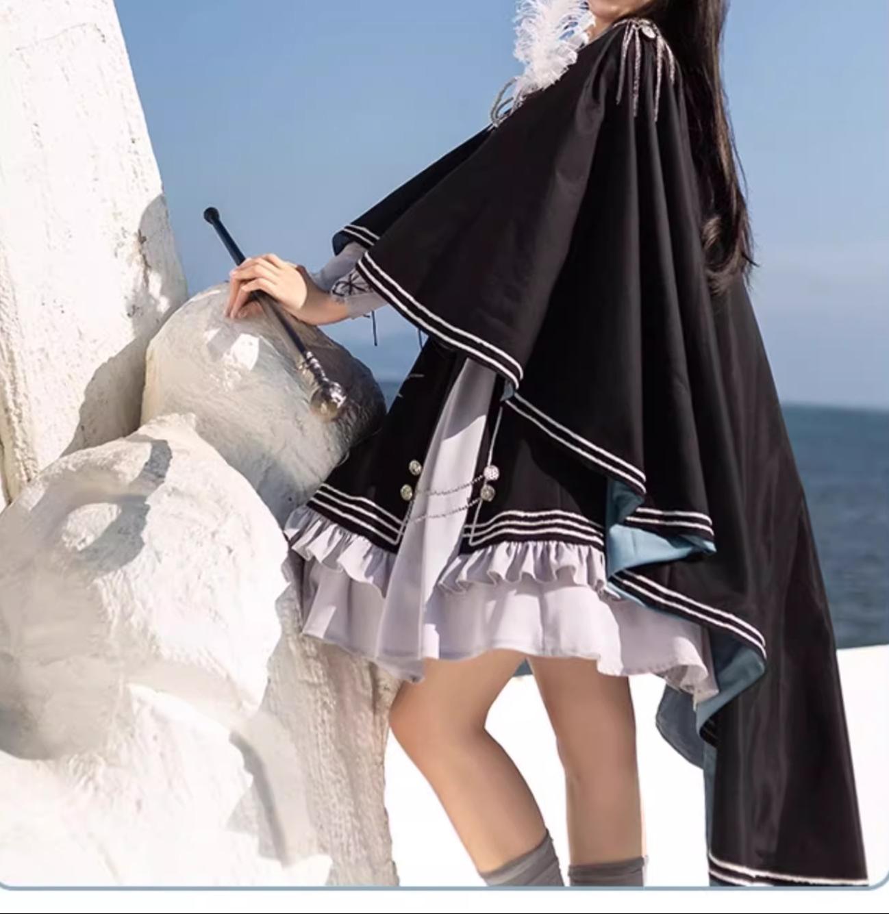 CHUNLV LOLITA~Dark Night Contract~Blue Military Lolita Dress Suit Skirt Elegant OP Cape