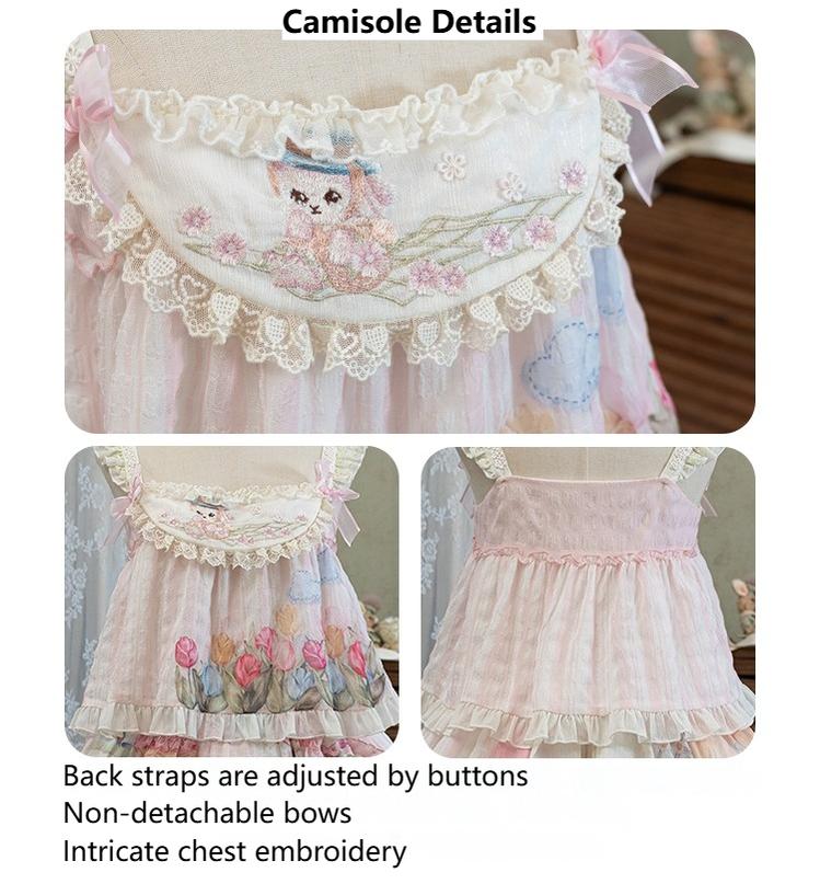 Mewroco~Country Patchwork~Sweet Lolita Dress Set Print OP SK Shirt and Camisole