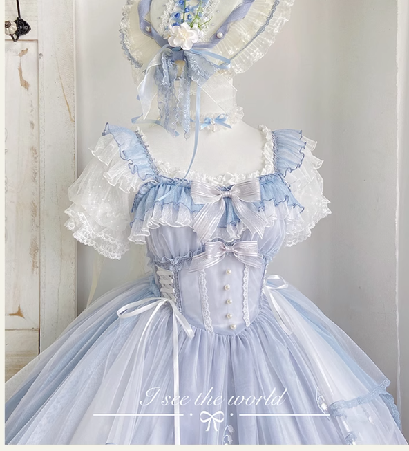 Mieye~Elegant Lolita JSK Flounce Hemline Multicolors