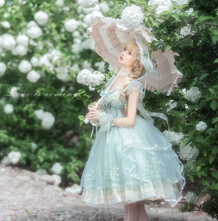 Mieye~Elegant Lolita JSK Flounce Hemline Multicolors