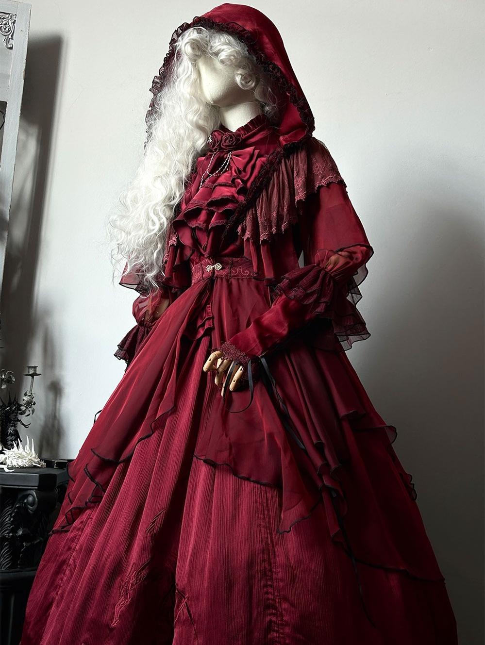 ZJstory~Gothic Lolita Cape Long-sleeved Shawl with Detachable Hood