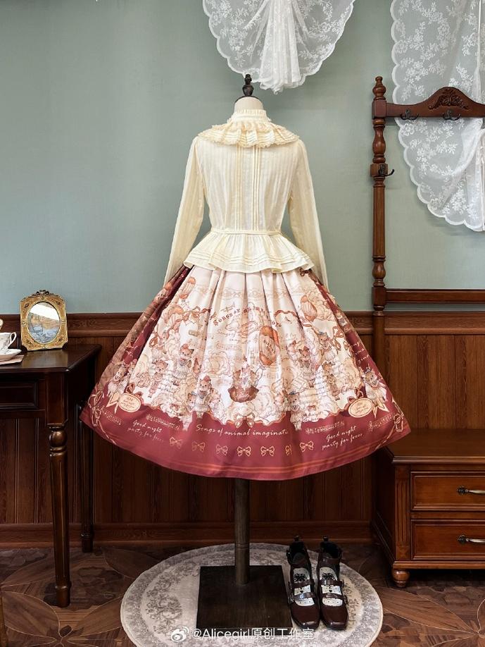 Alice Girl~Fox Band~Sweet Lolita Skirt Picture Book Style Dress