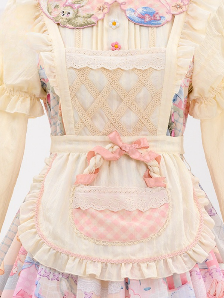 Mewroco~Country Patchwork~Country Lolita Accessory Apron Headdress and Brooch