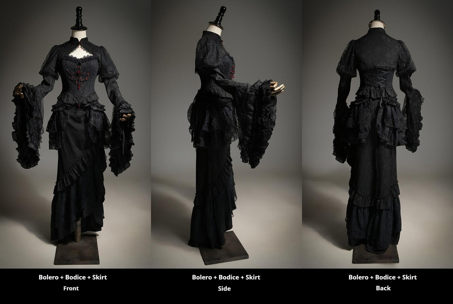 Lingxi Lolita~Lord of the Night~Gothic Lolita Skirt Suit Mermaid Skirt and Fishbone Bodice