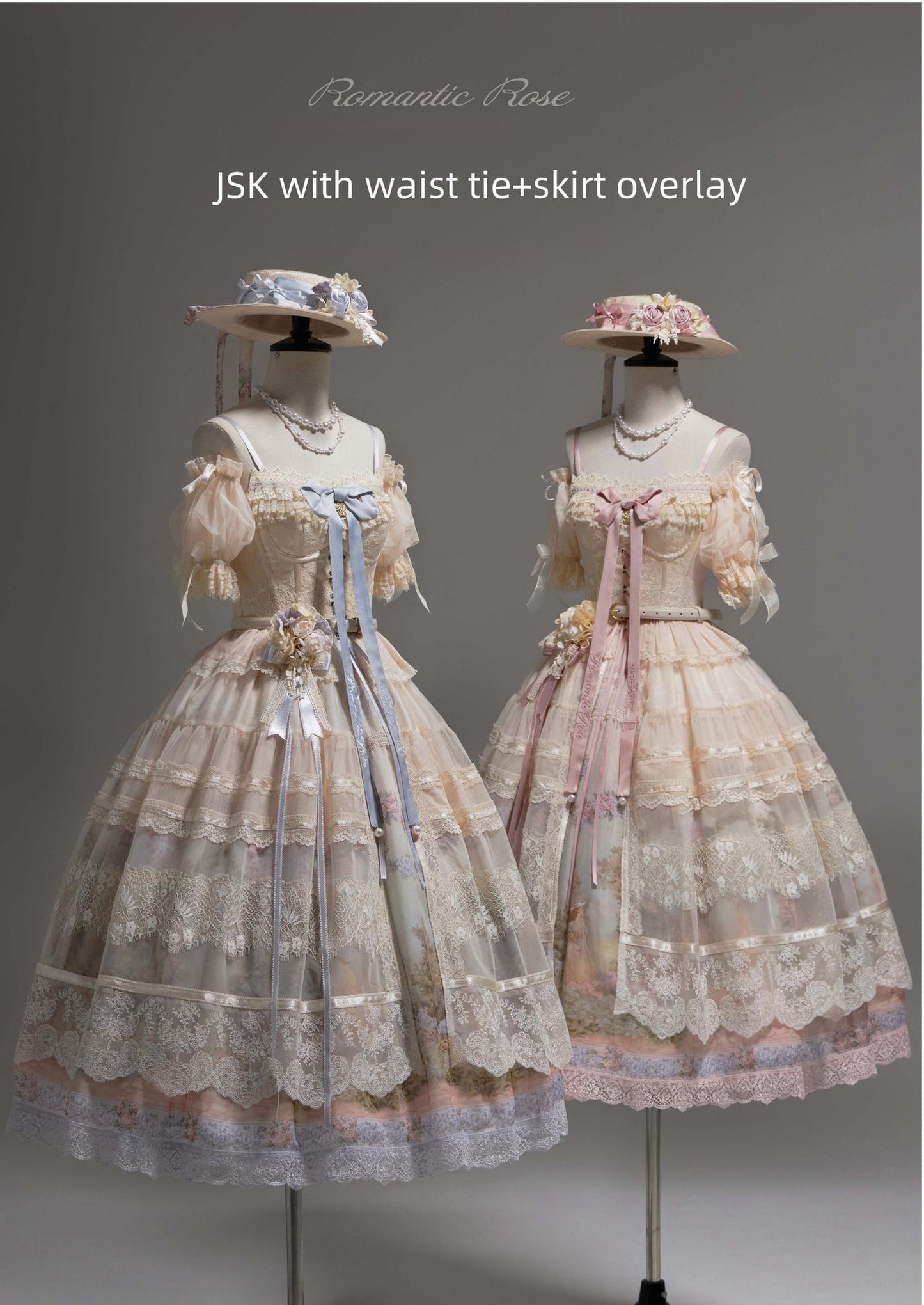 ZUOlanrichen~Romantic Rose~Classic Lolita Shirt with Puffy Sleeves Sheer Skirt Overlay