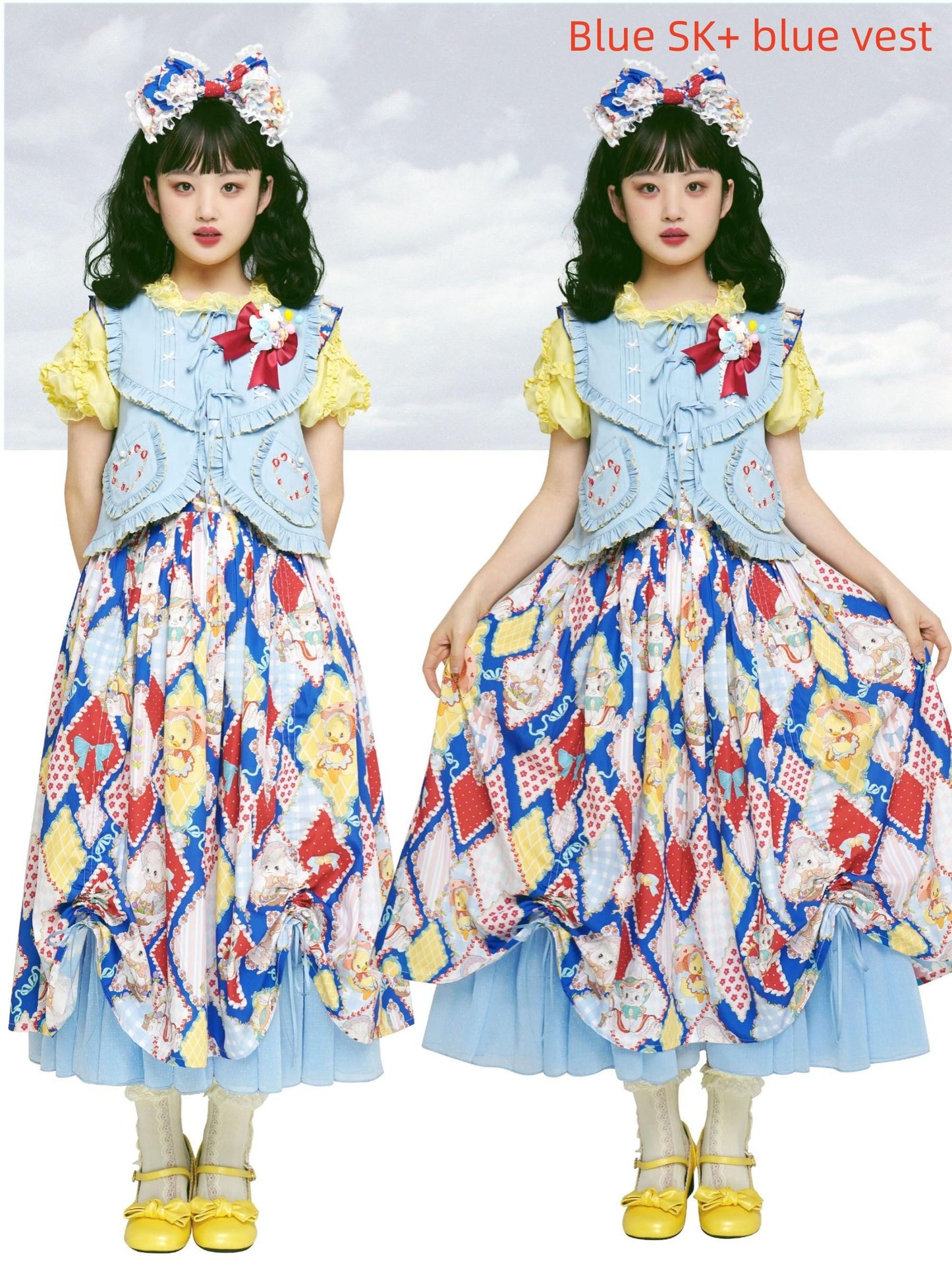 Southern Cross~Showa Kaleidoscope~Sweet Lolita OP SK and JSK with Rabbit Print
