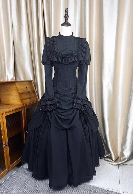 The Original Witch~Witch Returns~Gothic Lolita SK Set Fishbone Lace Corset Skirt Shirt