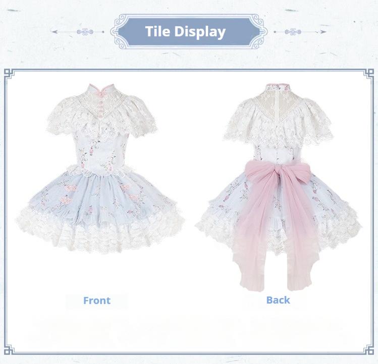 With PUJI~Qi Lolita OP Suit Twins Lolita Chinese Dress Set