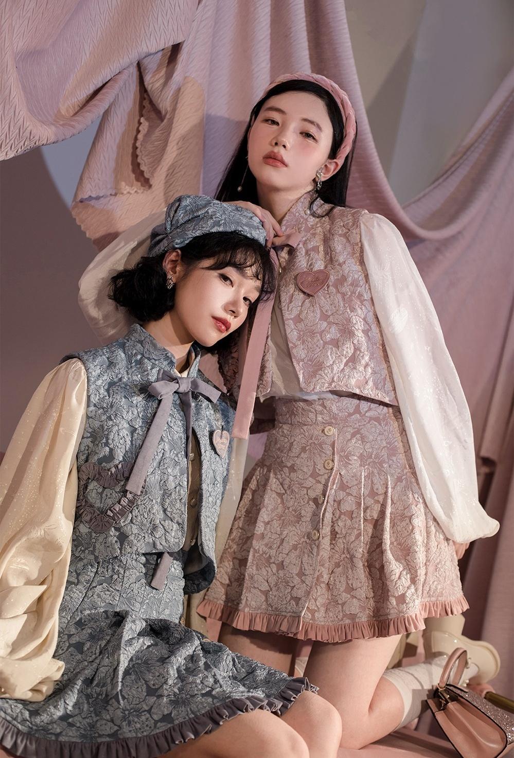 ZJstory~Gilded Age~Vintage Lolita Vest Suit Oil Painting Style Skirt Coat