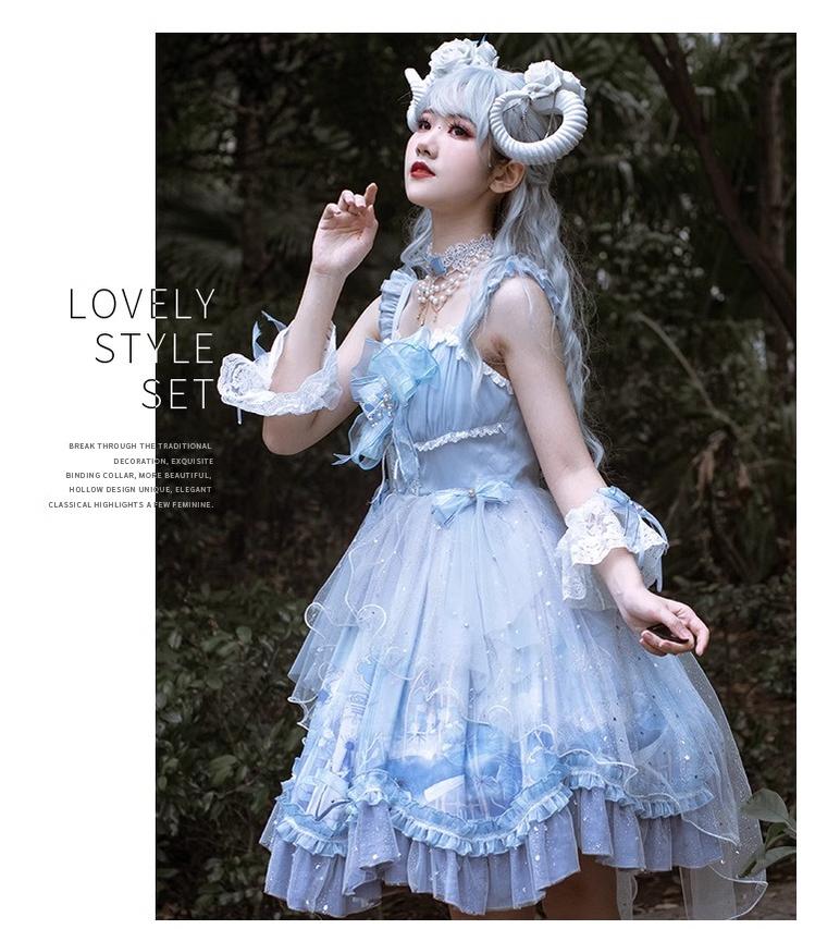 YingLuoFu~Wedding Lolita JSK Suit Printed Classic Lolita Dress