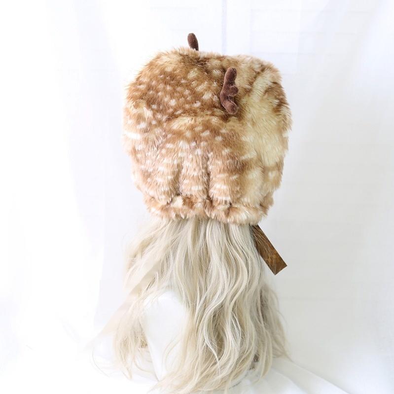 Xiaogui~Deer Spot~Japanese Kawaii Lolita Hat Cute Antler Fleece Lei Feng Hat