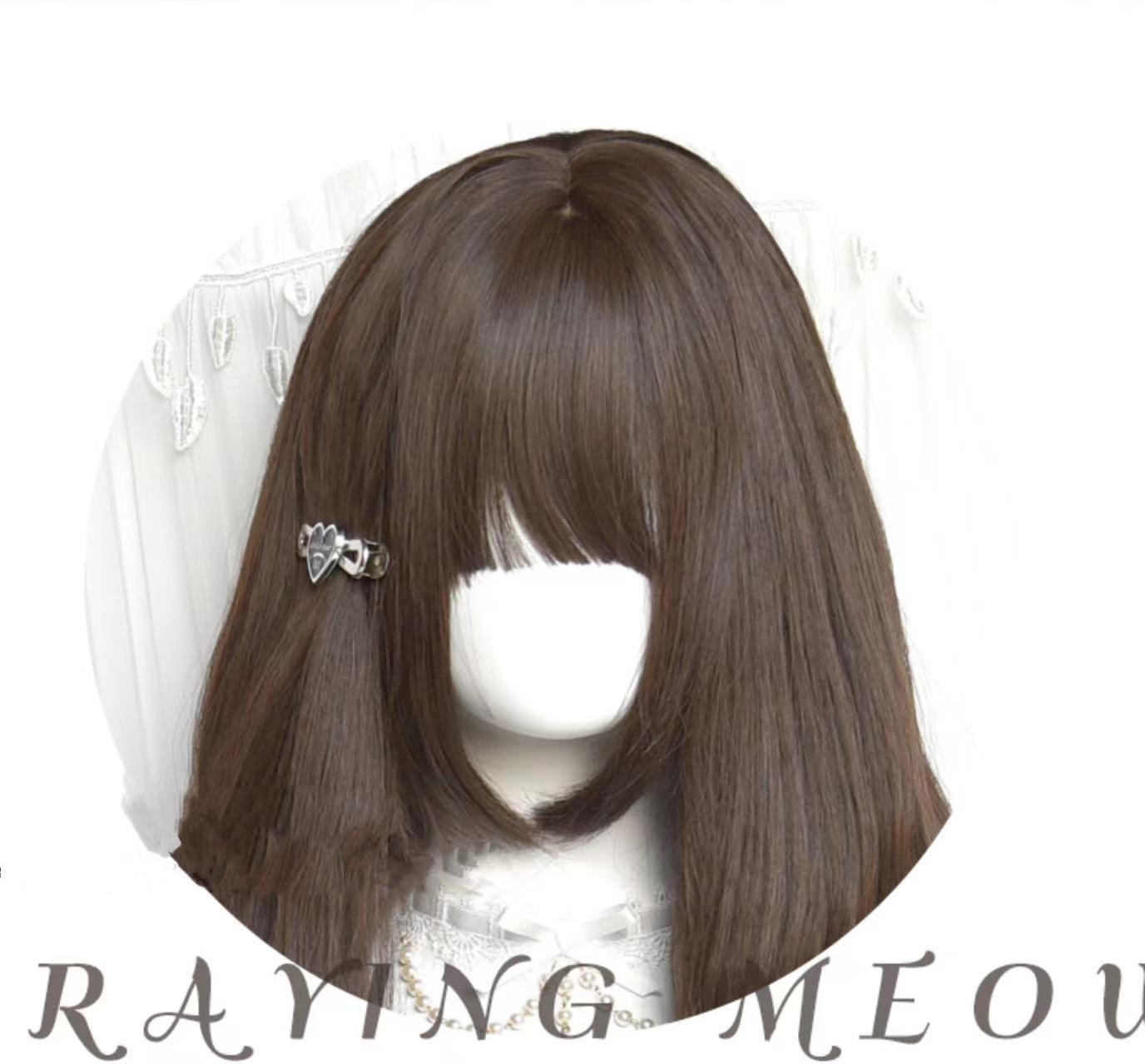 Sinwavy~Praying Meow~Kawaii Lolita Wig Long Curly Hair Wig Cold Brown